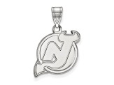 Rhodium Over Sterling Silver NHL LogoArt New Jersey Devils Medium Pendant
