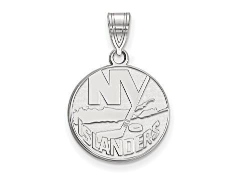 Rhodium Over Sterling Silver NHL LogoArt New York Islanders Medium Pendant