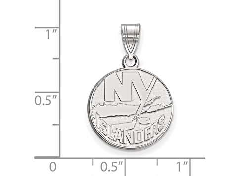Rhodium Over Sterling Silver NHL LogoArt New York Islanders Medium Pendant