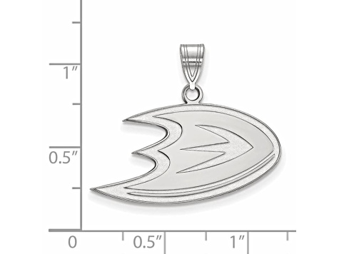 Rhodium Over Sterling Silver  NHL LogoArt Anaheim Ducks Medium Pendant