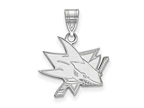 Rhodium Over Sterling Silver NHL LogoArt San Jose Sharks Medium Pendant