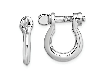 Picture of Rhodium Over Sterling Silver Polished Medium Shackle Link Screw Earrings