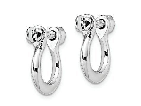 Rhodium Over Sterling Silver Polished Medium Shackle Link Screw Earrings