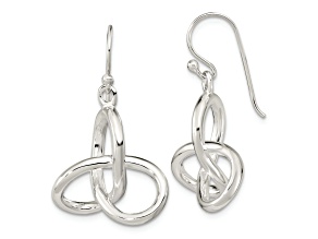 Sterling Silver Polished Knot Dangle Shephard Hook Earrings