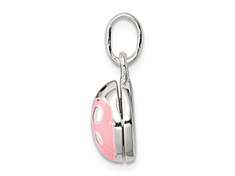 Sterling Silver Pink and Black Enamel Ladybug Locket Children's Pendant