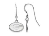 Rhodium Over Sterling Silver  LogoArt University of Georgia Extra Small Dangle Earrings