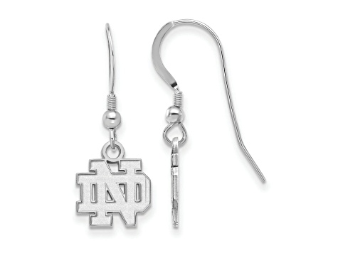 Rhodium Over Sterling Silver  LogoArt University of Notre Dame Extra Small Dangle Earrings