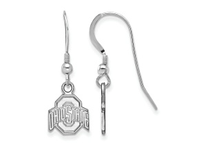Rhodium Over Sterling Silver  LogoArt Ohio State University Extra Small Dangle Earrings