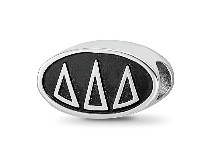 Silver Inverted Delta Sterling Silver LogoArt Delta Delta Delta Oval Greek Letters Bead ...