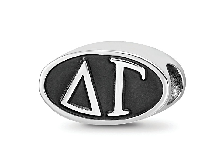 Silver Inverted Delta Sterling Silver LogoArt Delta Gama Oval Greek Letters Bead - 14K5RF | JTV
