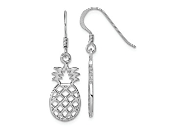 Picture of Rhodium Over Sterling Silver Polished Cut-out Pineapple Dangle Earrings