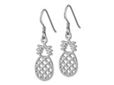 Rhodium Over Sterling Silver Polished Cut-out Pineapple Dangle Earrings
