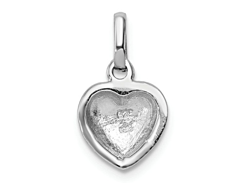 Rhodium Over Sterling Silver Polished Red Enameled Hearts Children's Pendant