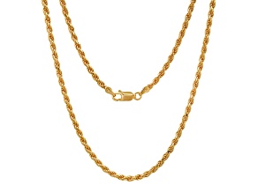 Unisex 14K Yellow Gold Over Sterling Silver Rope Chain Necklace