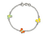 Sterling Silver Multi-color Enamel Butterflies Children's Bracelet