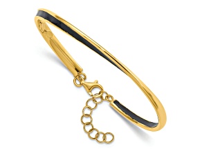 18K Yellow Gold Over Sterling Silver 4mm Black Enamel Bangle