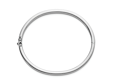 Rhodium Over Sterling Silver 4mm Flat Bangle - 14RYFA | JTV