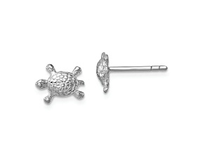 Rhodium Over Sterling Silver Polished Turtle Post Earrings