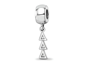Rhodium Over Sterling Silver LogoArt Delta Delta Delta Vertical Letters on Bead