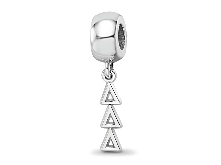 Rhodium Over Sterling Silver LogoArt Delta Delta Delta Vertical Letters on Bead