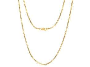 Unisex 14K Yellow Gold Over Sterling Silver Thin Cuban Link Chain Necklace