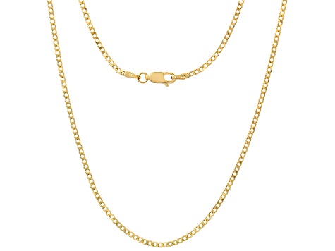 Unisex 14K Yellow Gold Over Sterling Silver Thin Cuban Link Chain Necklace