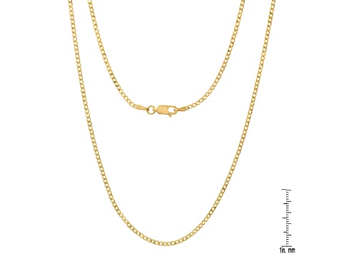 Unisex 14K Yellow Gold Over Sterling Silver Thin Cuban Link Chain Necklace