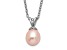 Rhodium Over Sterling Silver Pink Rice 6-7mm FWC Pearl Necklace