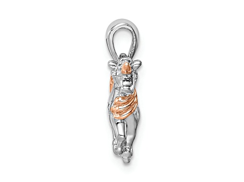 Rhodium Over Sterling Silver with 14K Rose Gold Over Sterling Silver 3D Unicorn Pendant