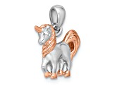 Rhodium Over Sterling Silver with 14K Rose Gold Over Sterling Silver 3D Unicorn Pendant