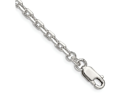 Sterling Silver 3.25mm Beveled Oval Cable Chain Bracelet