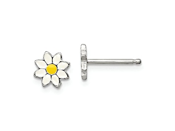 Picture of Sterling Silver and Enamel Flower Children's Post Earrings