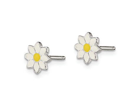 Sterling Silver and Enamel Flower Children's Post Earrings