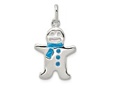 Sterling Silver Polished Enamel Gingerbread Man Pendant