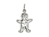 Sterling Silver Polished Enamel Gingerbread Man Pendant