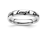 Sterling Silver Stackable Expressions Enamel Live Laugh Love Ring