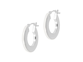 Sterling Silver White Enamel Round Hoop Earrings