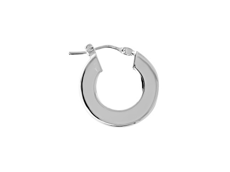 Sterling Silver White Enamel Round Hoop Earrings