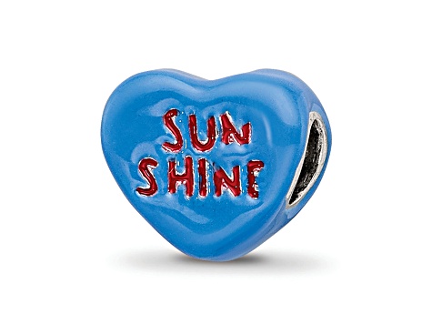 Sterling Silver Sun Shine Enameled Heart Bead