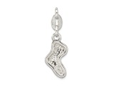 Sterling Silver Polished Enamel Christmas Stocking Charm