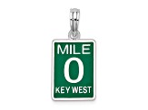 Rhodium Over Sterling Silver Enameled Small Key West Mile 0 Pendant