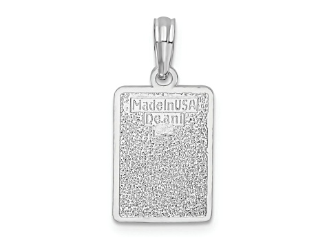 Rhodium Over Sterling Silver Enameled Small Key West Mile 0 Pendant