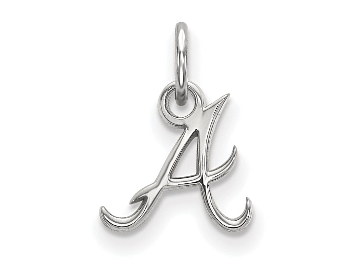 Rhodium Over Sterling Silver MLB Atlanta Braves LogoArt Pendant