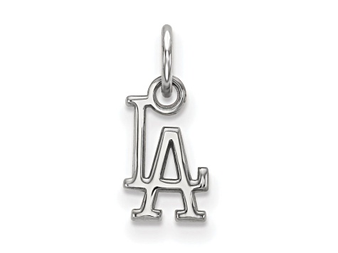 Rhodium Over Sterling Silver MLB Los Angeles Dodgers LogoArt Pendant