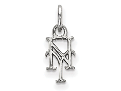 Rhodium Over Sterling Silver MLB New York Mets LogoArt Pendant