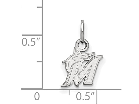 Rhodium Over Sterling Silver MLB Miami Marlins LogoArt Pendant