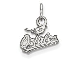 Rhodium Over Sterling Silver MLB Baltimore Orioles LogoArt Pendant