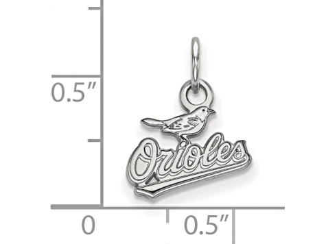 Rhodium Over Sterling Silver MLB Baltimore Orioles LogoArt Pendant