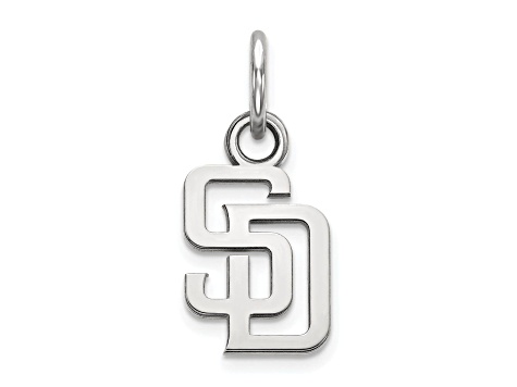 Rhodium Over Sterling Silver MLB San Diego Padres LogoArt Pendant