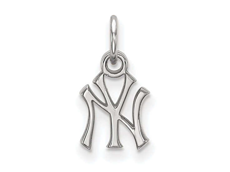 Rhodium Over Sterling Silver MLB New York Yankees LogoArt Pendant